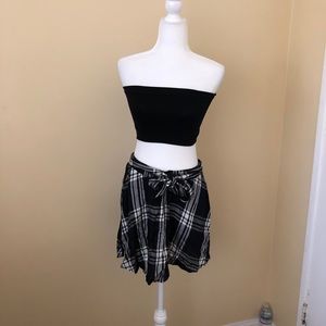 Plaid mini skirt with belt